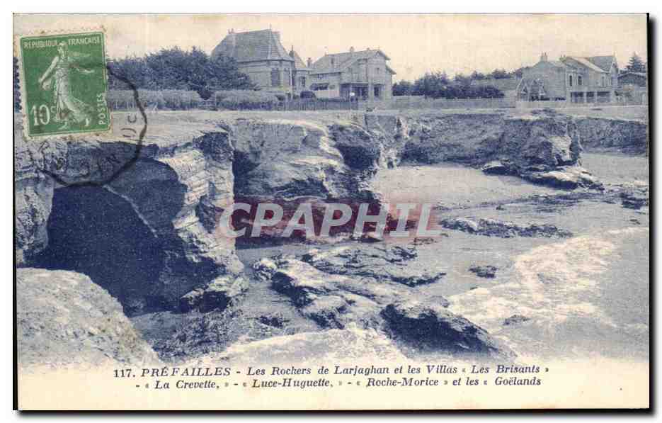 CPA Prefailles Les Rochers de Larajaghan Et les Villas les Brisants La Crevette Luce Huguette Roche Morice et Goelands