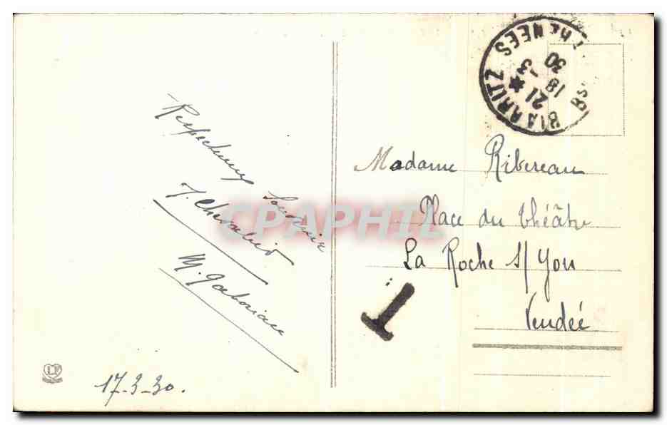 CPA Biarritz Rochers du Basta — Verso