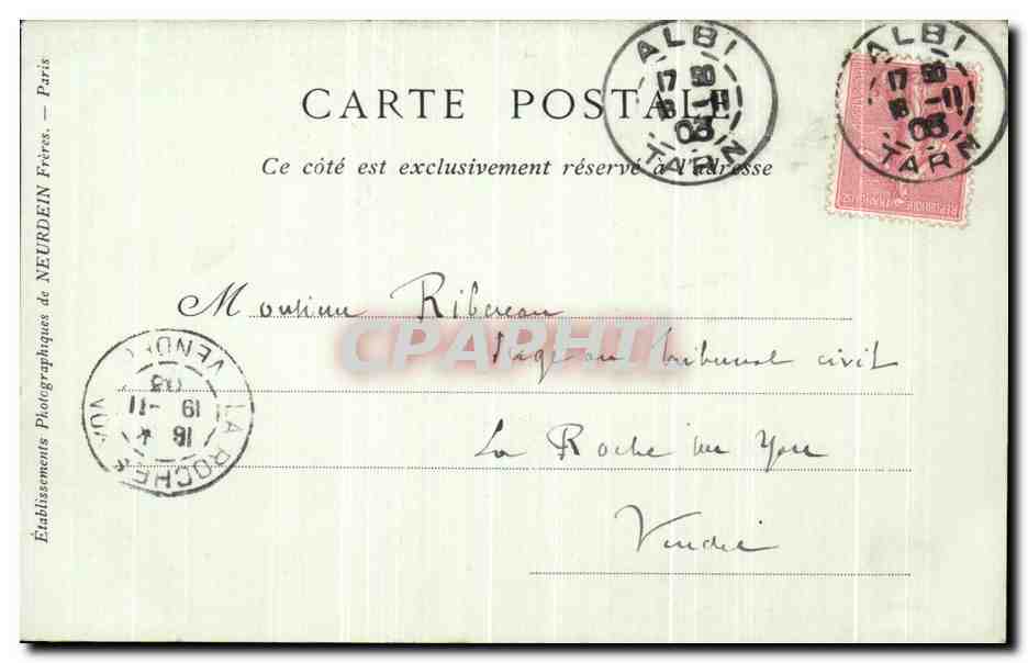 ALBI — Le Parc de Rocbegude — Éditeur : Neurdein Frères, Paris — Verso