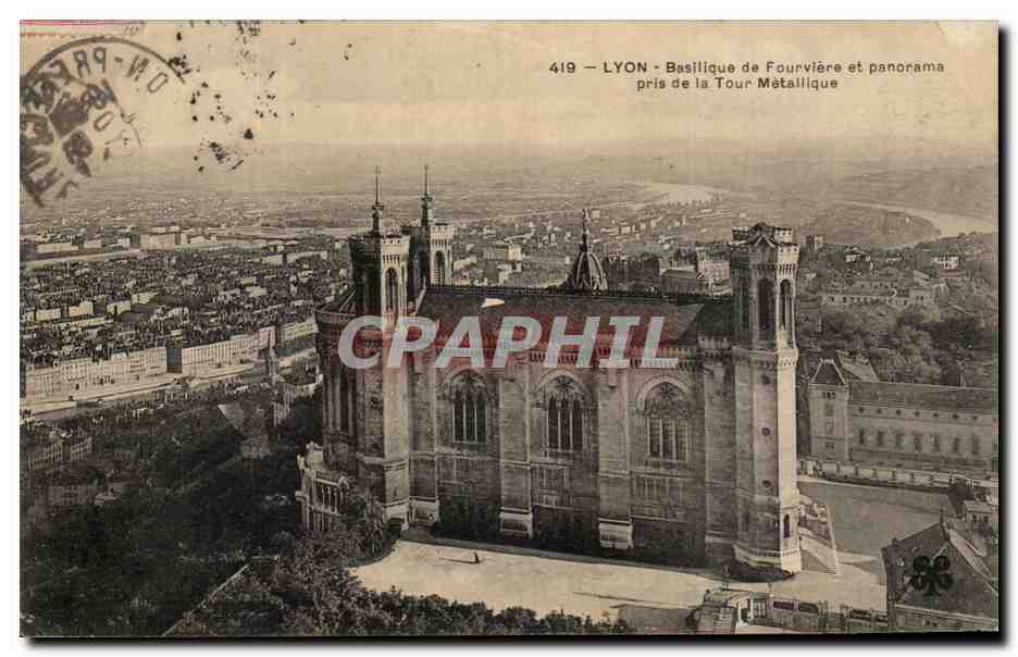 LYON - Basilique de Fourvière et panorama pris de la Tour Métallique — n° 419