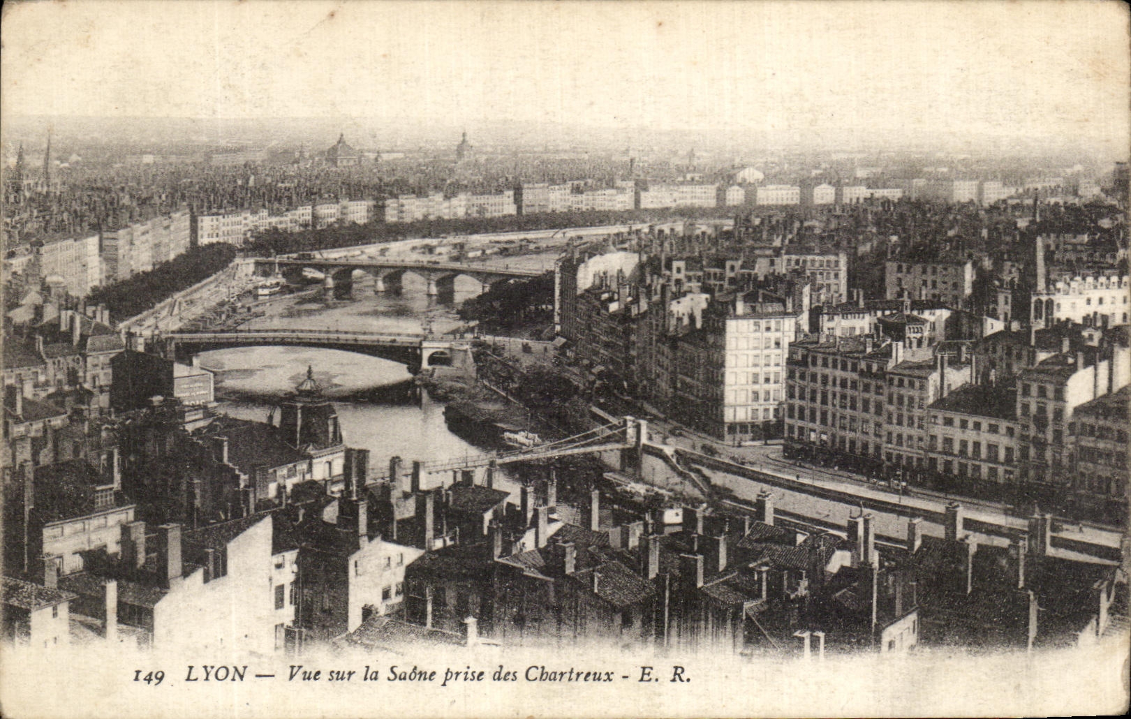 LYON — Vue sur la Saône prise des Chartreux — E. R.