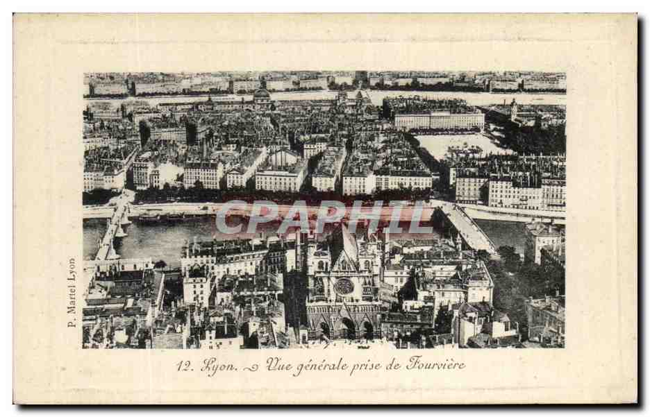 Lyon — Vue générale prise de Fourvière — P. Martel Lyon, n°12