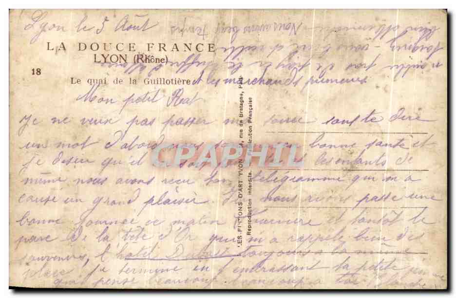 CPA La Douce France Lyon Le quai de la Guillotiere — Verso