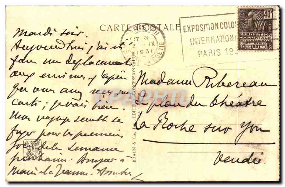CPA Exposition Colonianle Internationale Paris 1931 Section De L'Indochine Pavillon Du Cambodge  — Rückseite