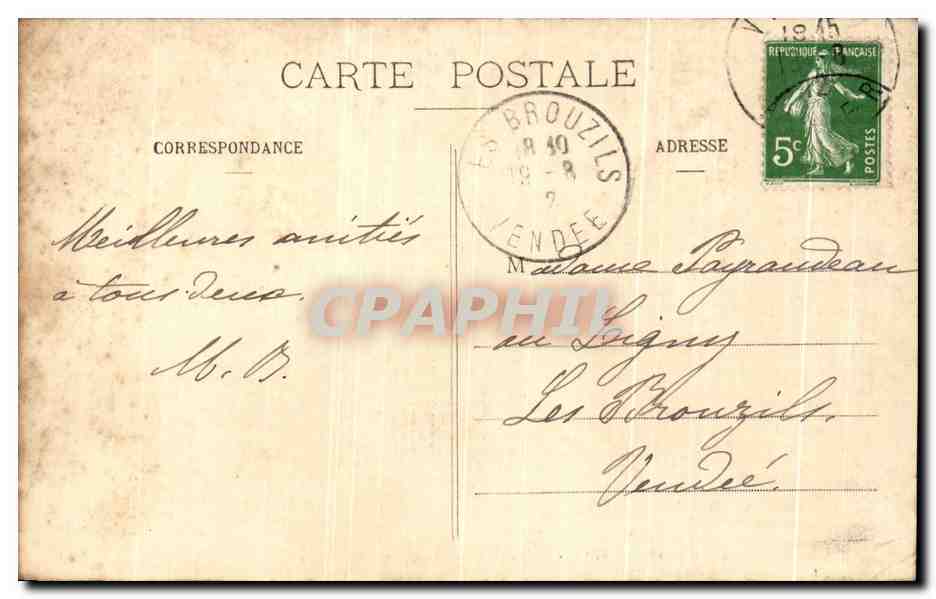 CPA Vichy Saile de Fete et de Musique du Casino — Rückseite