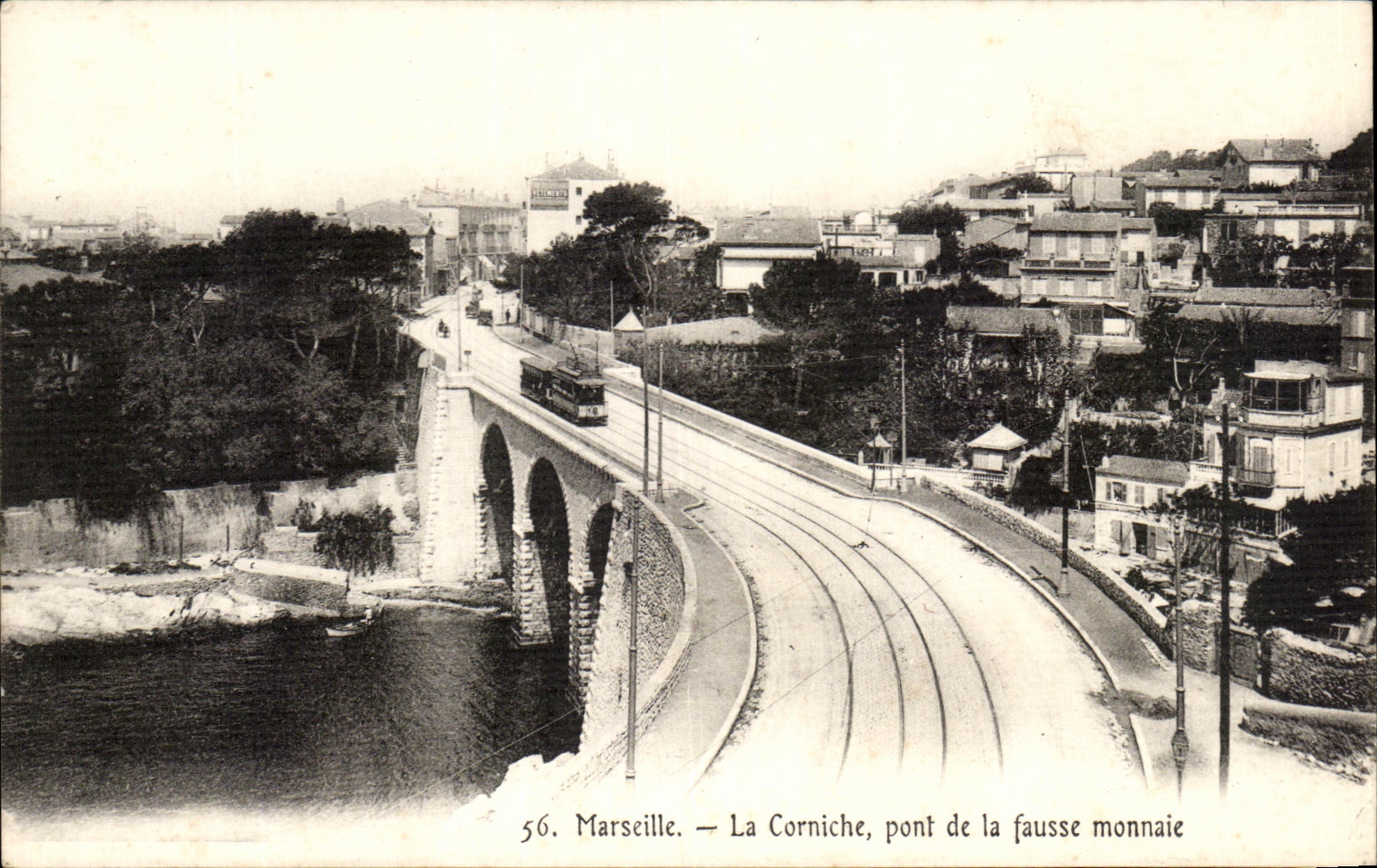 CPA Marseille La Corniche Pont de la Fausse monnaie Tramway