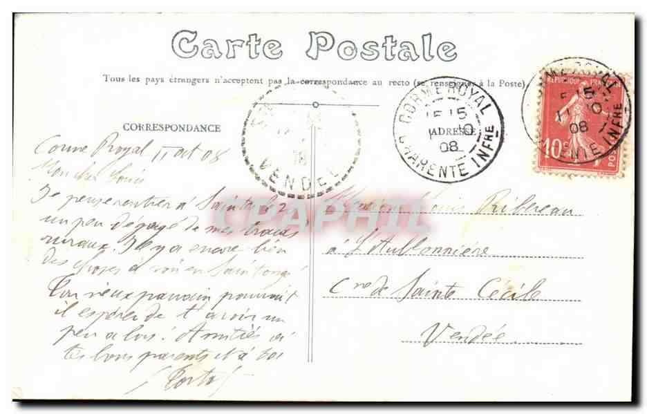 CPA Charente Inf Corme Royal La Tour du Clocher — Rückseite