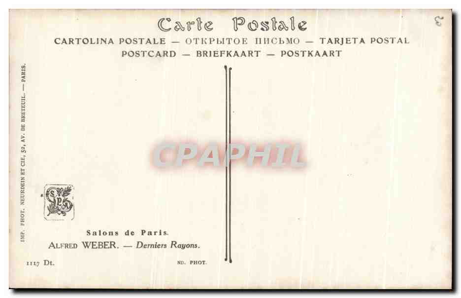 CPA Salons de Paris Alfred Weber Derniers Rayons — Back