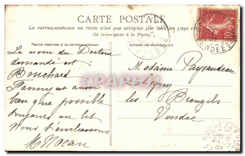 CPA Saint Etienne De Corcoue Chateau de la Grange Barbatre — Verso
