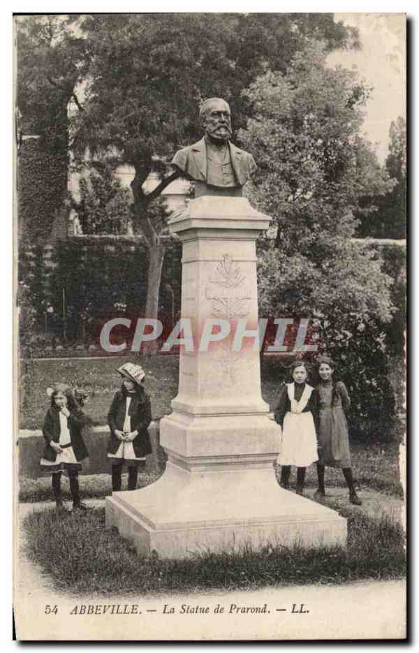 CPA Abbeville La Statue de Prarond Enfants