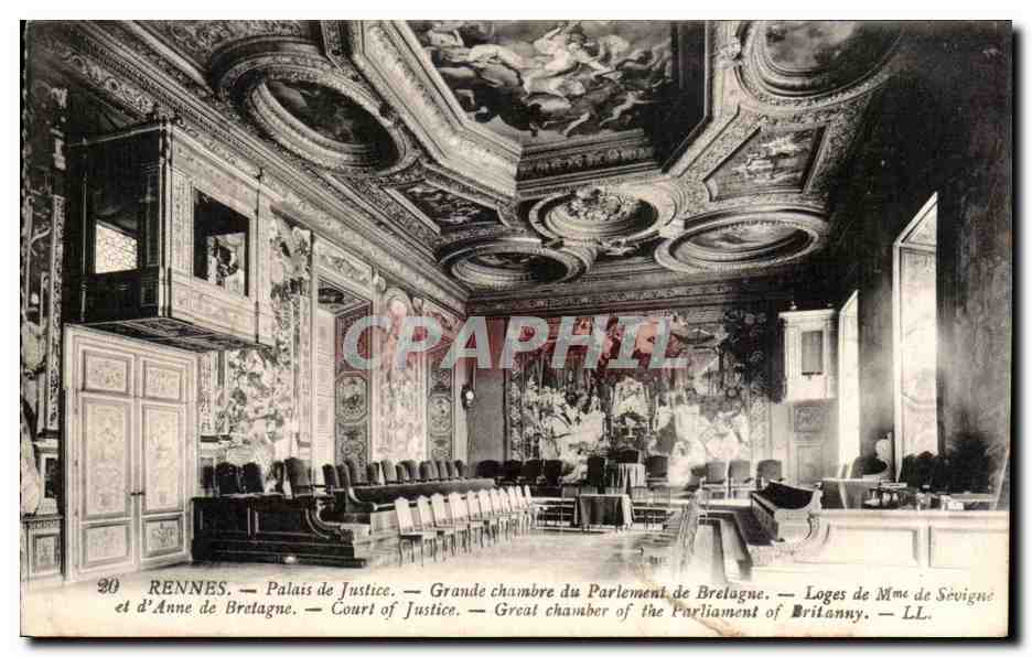 Rennes — Palace of Justice, Great Chamber of the Parliament of Brittany — Loges of Madame de Sévigné — LL. n°20