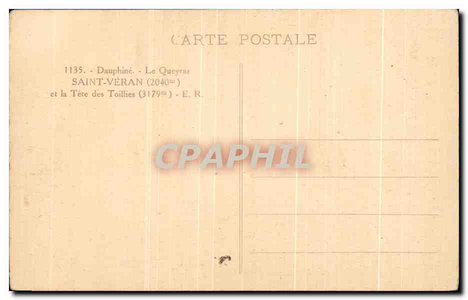 CPA Saint Veran Et L aTete des Toillies  — Rückseite