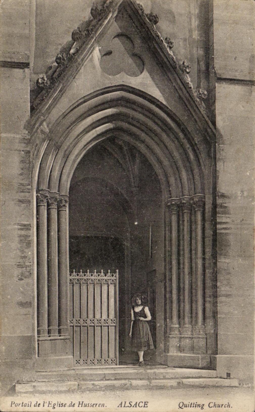 CPA Portail de l'Eglise de Husseren Alsace