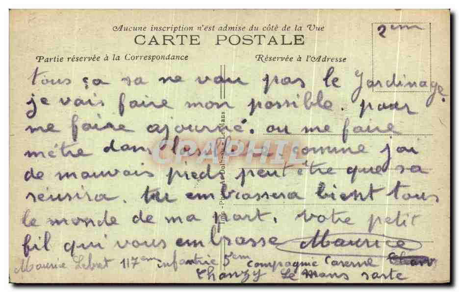 CPA Le Mans Les bords de la Sarthe Barque — Rückseite