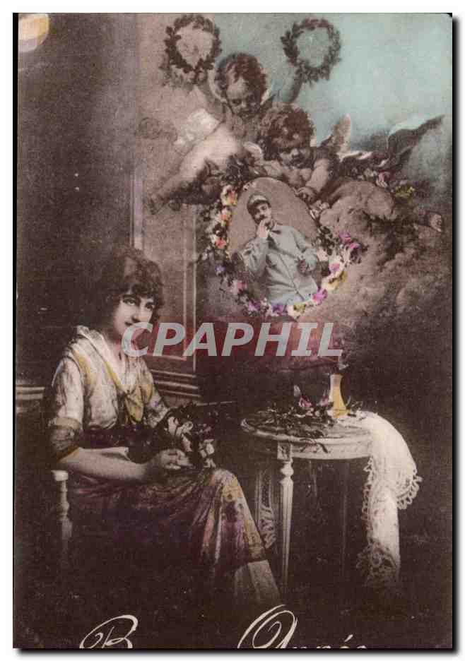 CPA Bonne annee Femme Militaria 