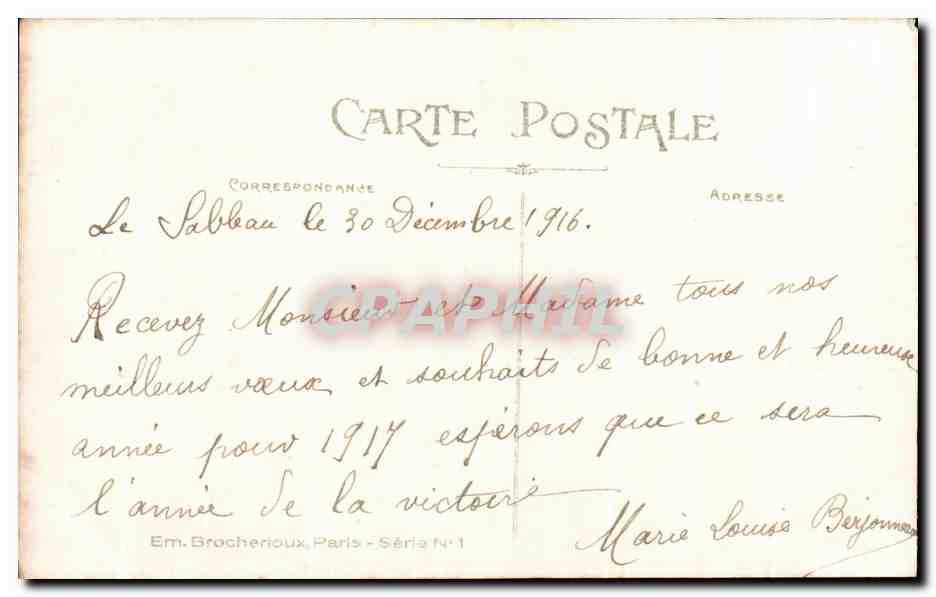 CPA Bonne annee Femme Militaria  — Rückseite