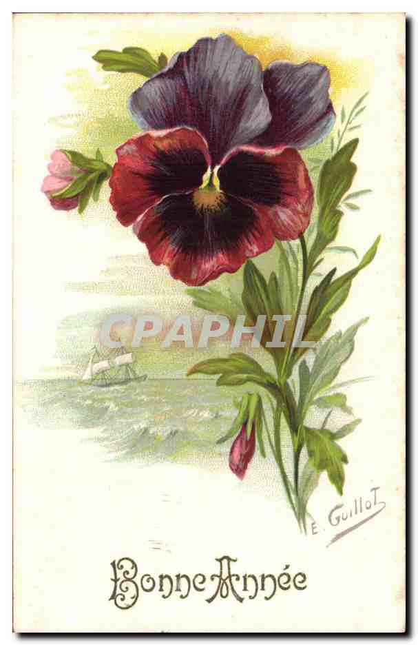 CPA Bonne Annee Fleurs Guillot