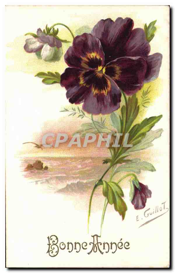 CPA Bonne Annee Fleurs Guillot