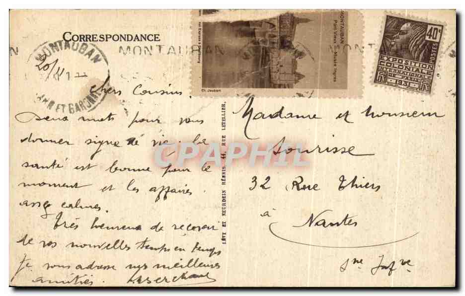 Montauban — Square de la Préfecture — LL. n°36 — Verso