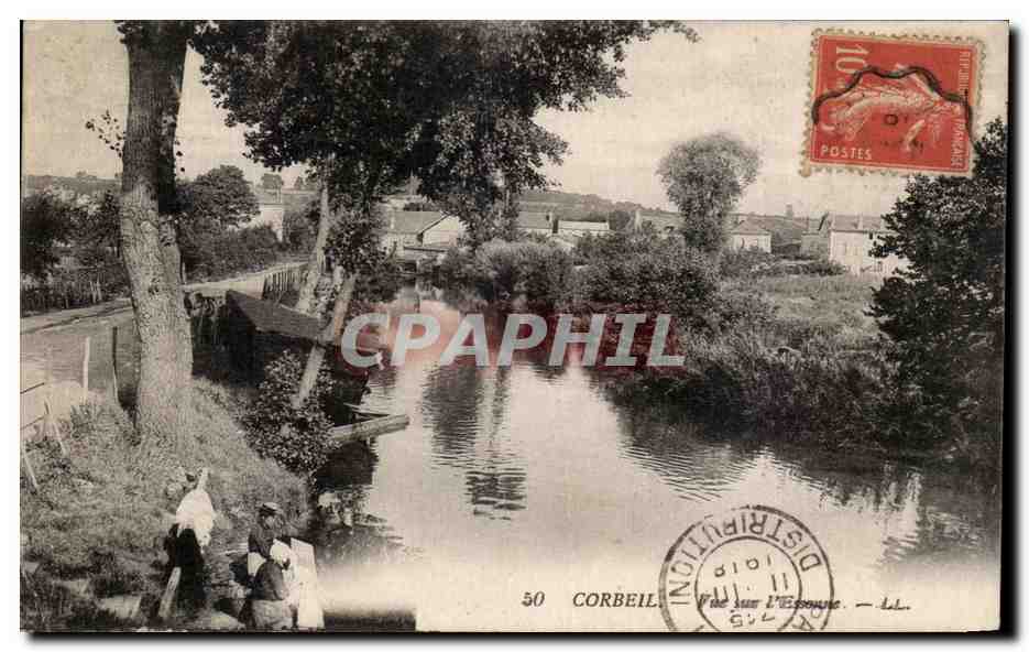 CPA Corbeil vue sur L'Essonne Lavandieres