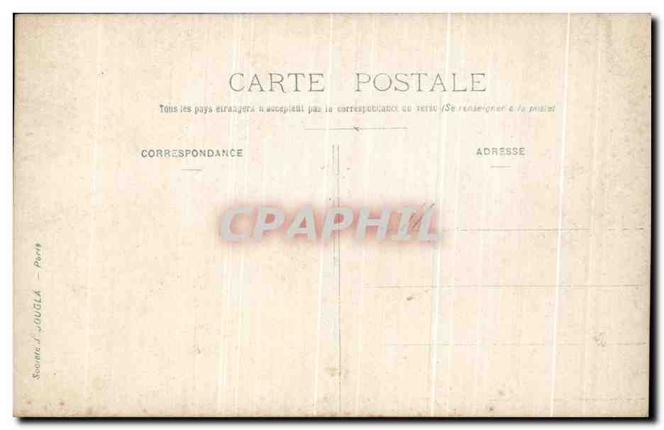 Femme assise sur un porche — avec chien — Société J. JOUGLA — Paris — Verso