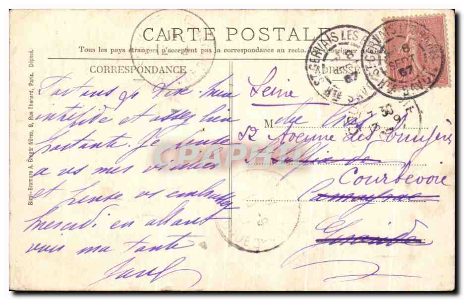 Antieke ansichtkaart Dorp St Gervais les Bains — Achterkant