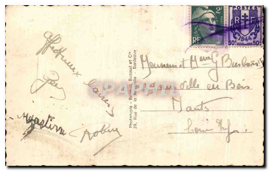 CPA Bordeaux Jardins des Quais  — Verso