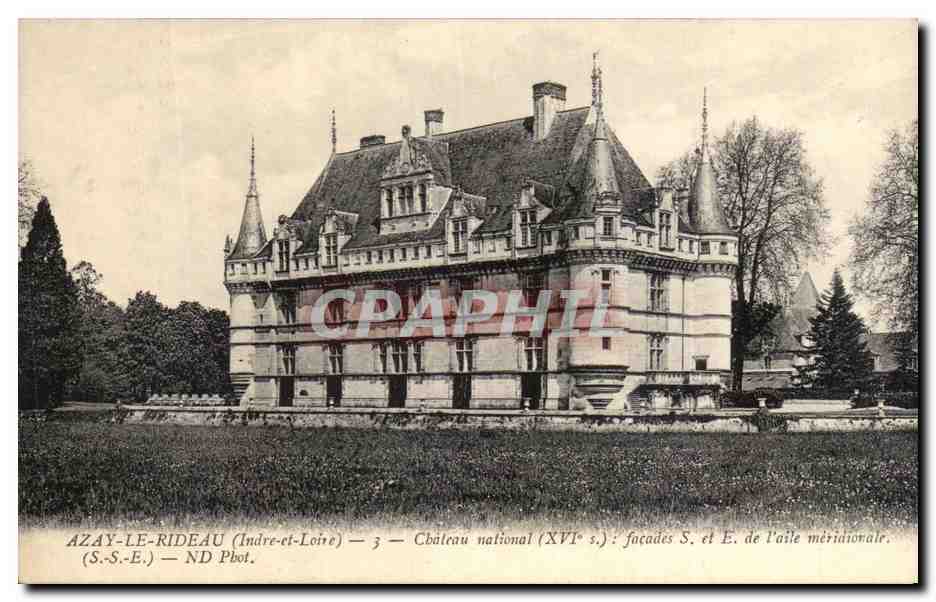 CPA Azay Le Rideau Chateau National facades 