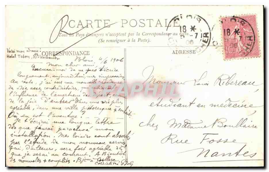 CPA Blois La Rue Denis Papin  — Rückseite