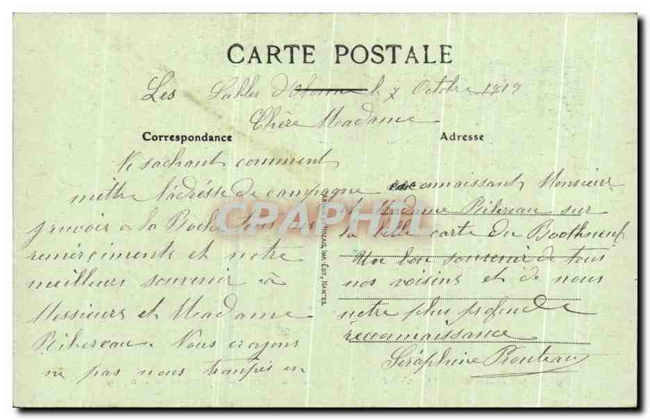 Les Sables-d'Olonne — Klippen der Pironnière während des Sturms — Antike Ansichtskarte n°92 — Rückseite