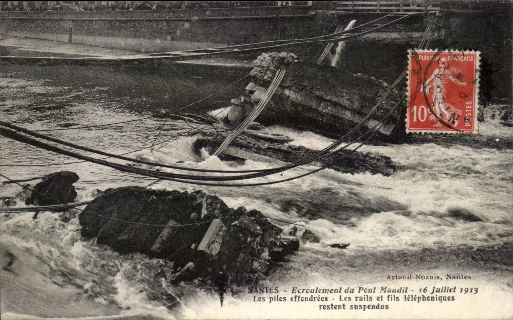 Nantes - Effondrement du Pont Maudit - 16 juillet 1913 — Arlaud-Nozais, Nantes