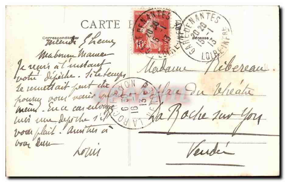 CPA Nantes Colonne Louis XVI — Verso