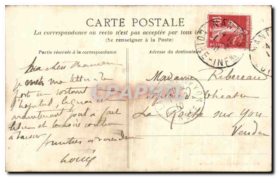 CPA Nantes Le Chateau La Tour A Creneaux Femme Folklore Coiffe — Verso