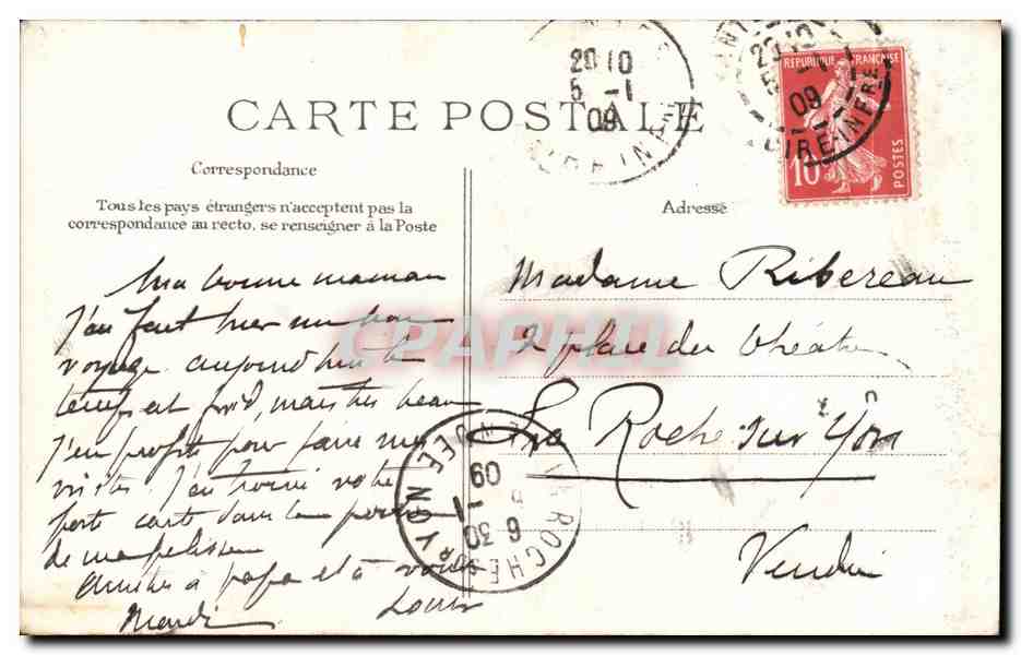 CPA Nantes Jardin des Plantes Monument du Dr Ecorchard — Verso