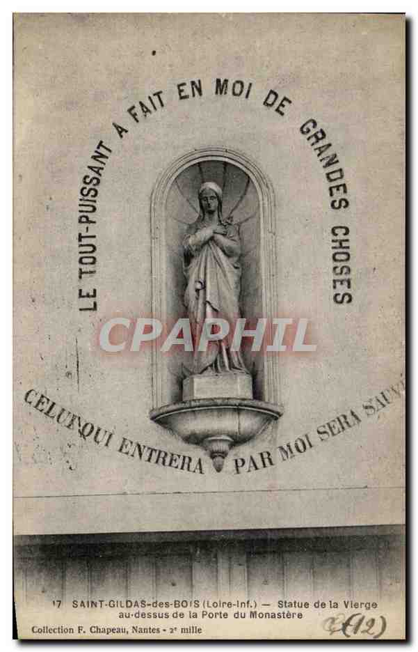 CPA Saint Gilodas des Bois Statue de la Vierge au dessus de la porte du monastere Nantes 