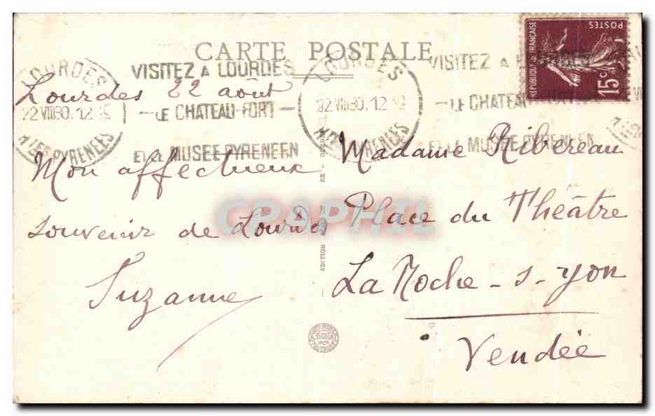 CPA Lourdes Les sanctuaires vue des Chateau Fort  — Verso