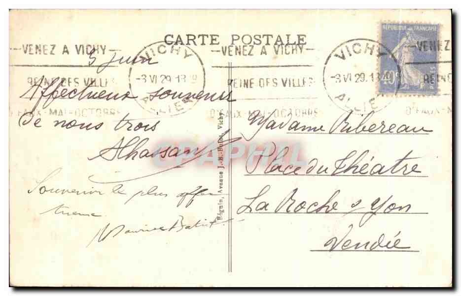 CPA Vichy Ville Sevigne — Verso