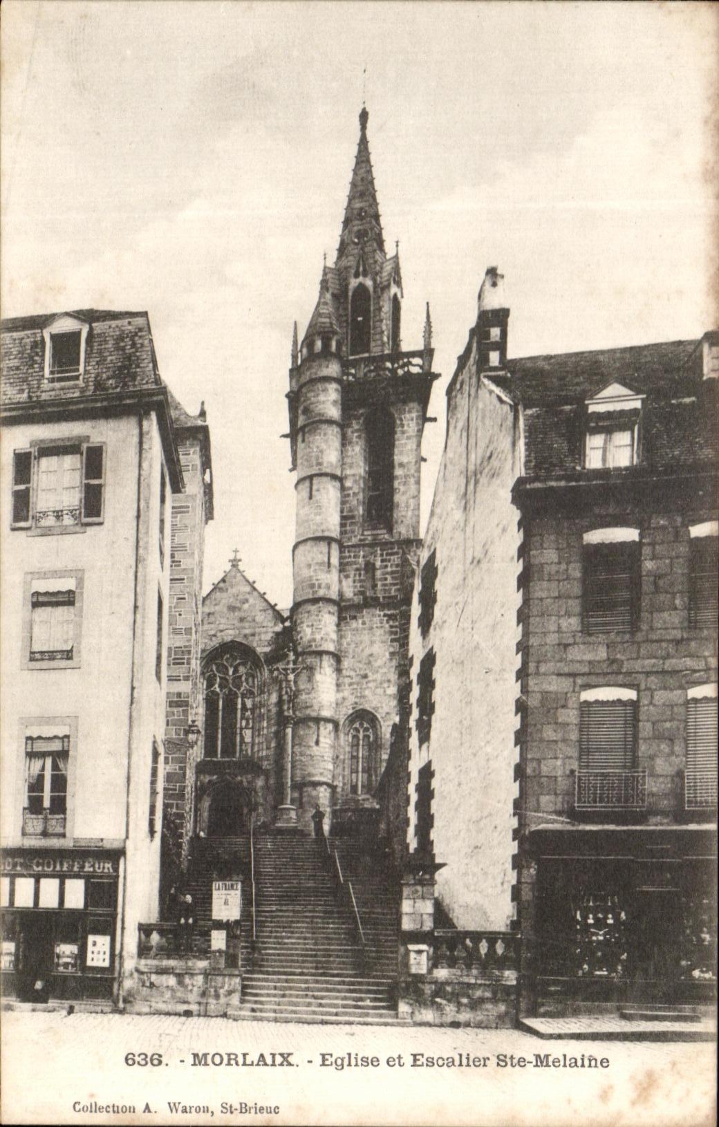 CPA Morlaix Eglise Et Escalier Ste Melaine