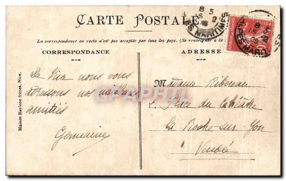CPA Nice Vue Generale palais De La Jetee — Verso