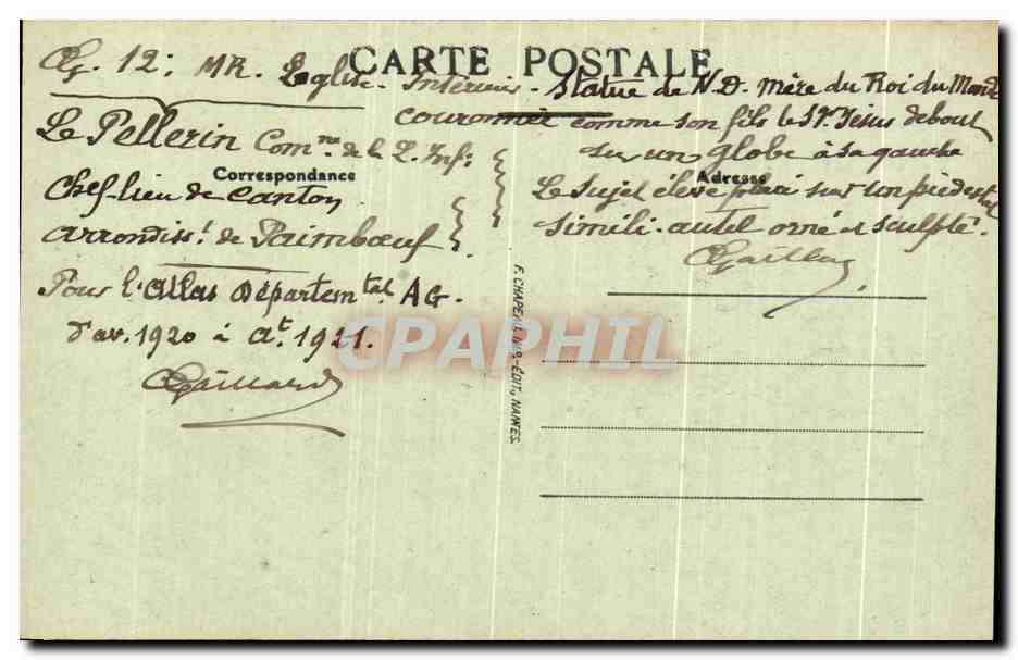 CPA Le Pellerin interrieur de l'Eglise Notre dame du Pellerin  — Rückseite