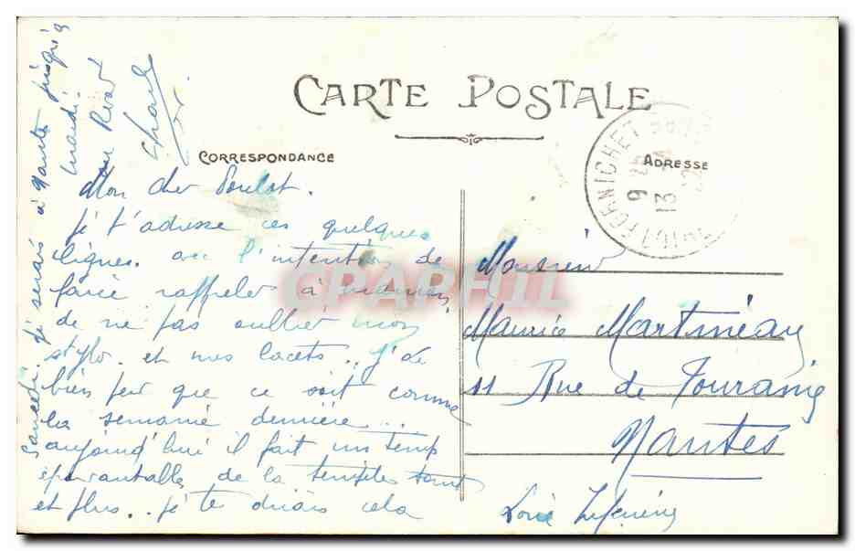 CPA Pornichet Au large Rochers des Evens — Rückseite