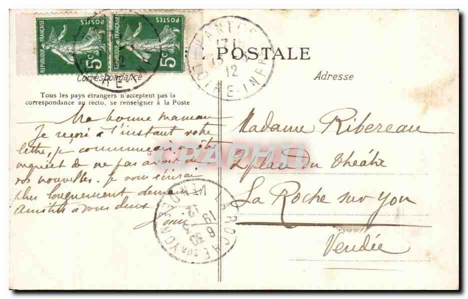 CPA Nantes Cloitre de l'ancien Couvant de la Visitation celebre par Gresset dans Ververt — Rückseite