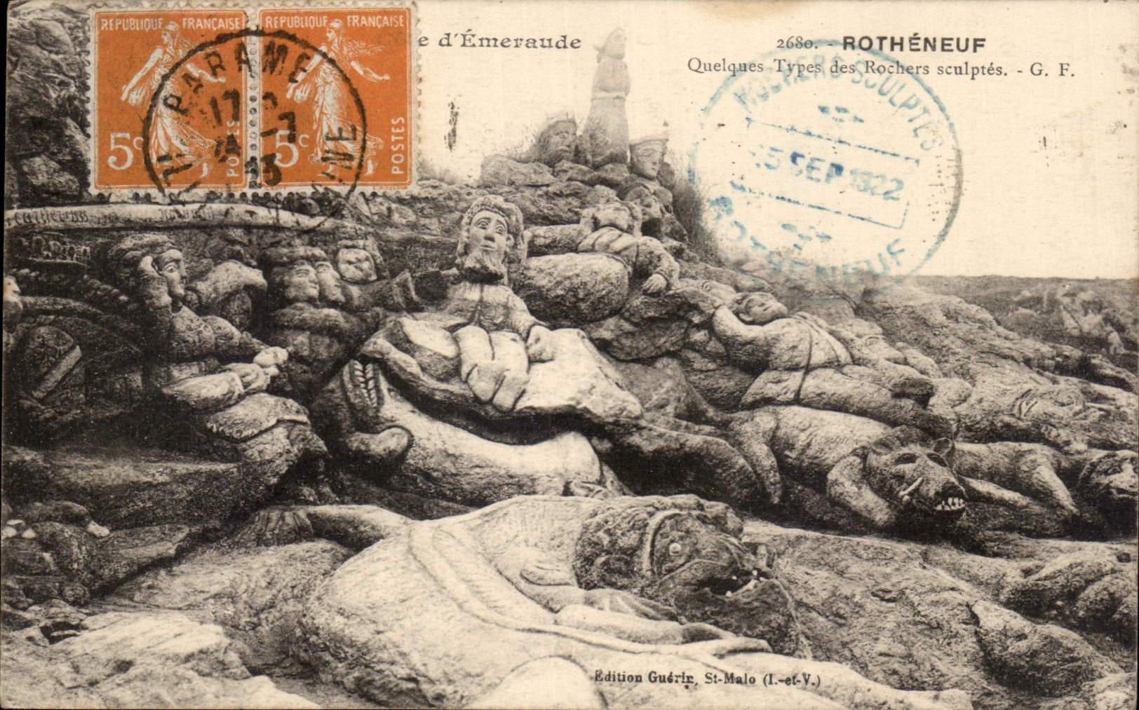 Rochers sculptés d'Émeraude — Rothénéuf — G. F. — Édition Guérin, St-Malo (I.-et-V.)