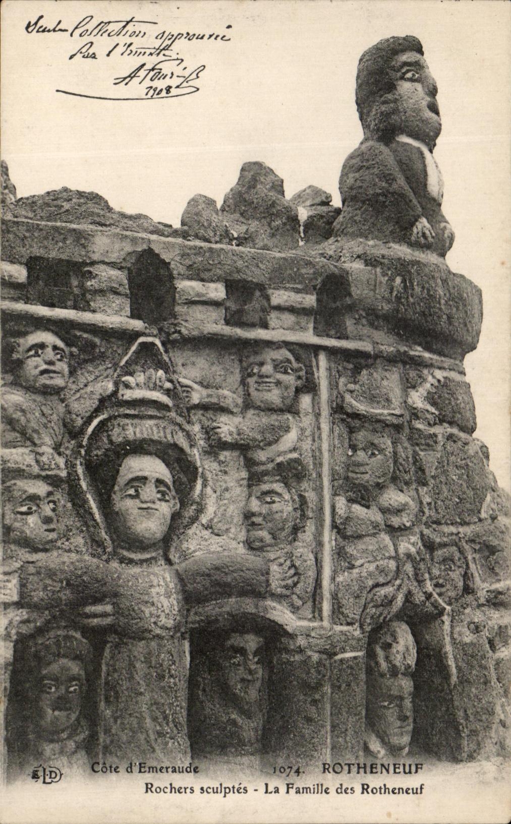 Côte d'Émeraude — Rochers sculptés - La Famille des Rotheneuf — Éditeur SLD, n° 1074