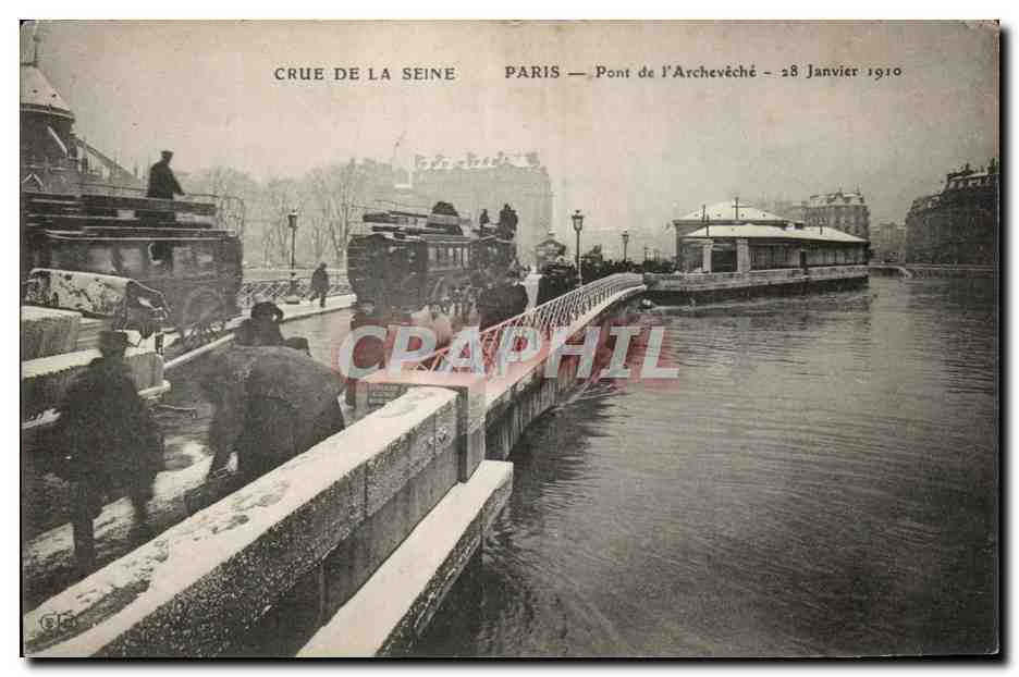 CPA Paris Pont de l'Archeveche 28 janvier 1910 Inondations