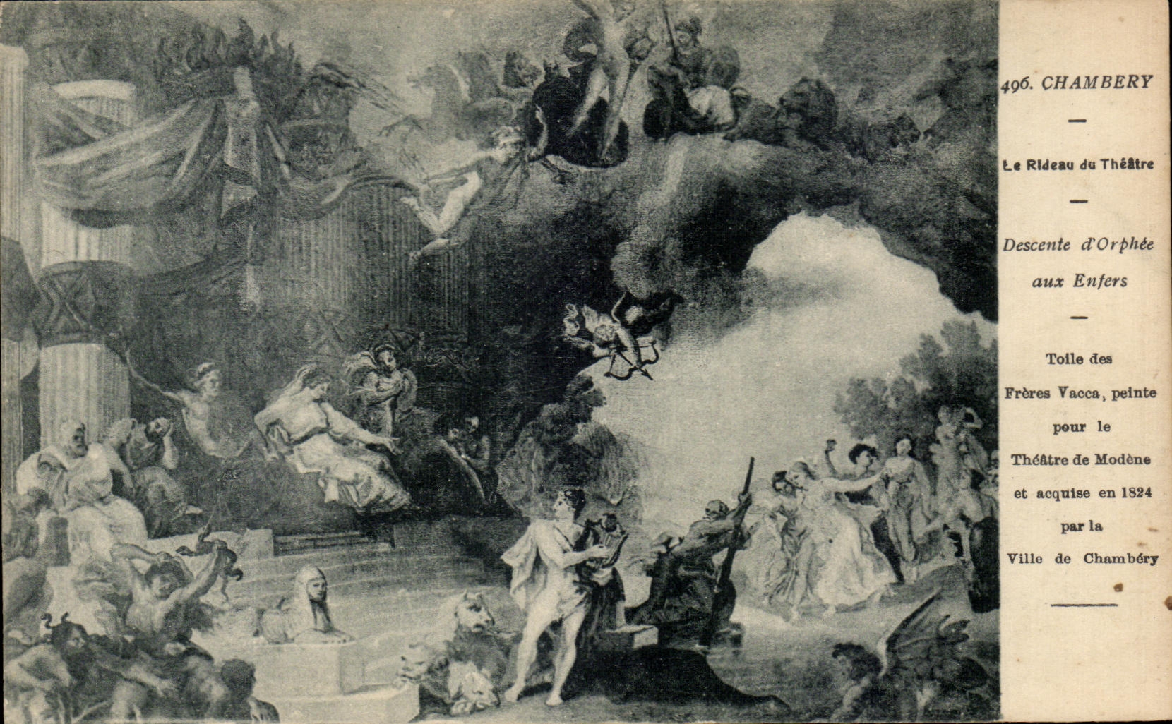 Chambéry — Le Rideau du Théâtre — Descente d'Orphée aux Enfers — Tolle des Frères Vacca, peinte pour le Théâtre de Modène et acquise en 1834 par la Ville de Chambéry