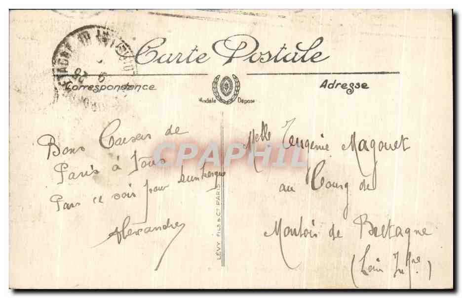 CPA Paris lA'venue des Champs Elyees et les Chevaux de Marly — Rückseite