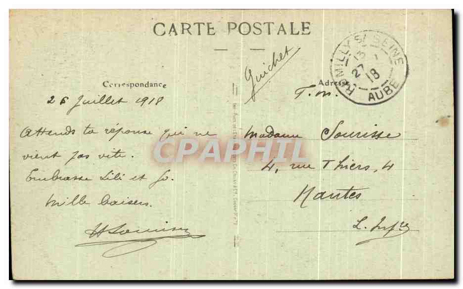 Sens — Vue panoramique de l'Église St-Maurice et du nouveau Pont sur l'Yonne — Poilvill-Rocher, imp.-édit. Sens — Rückseite