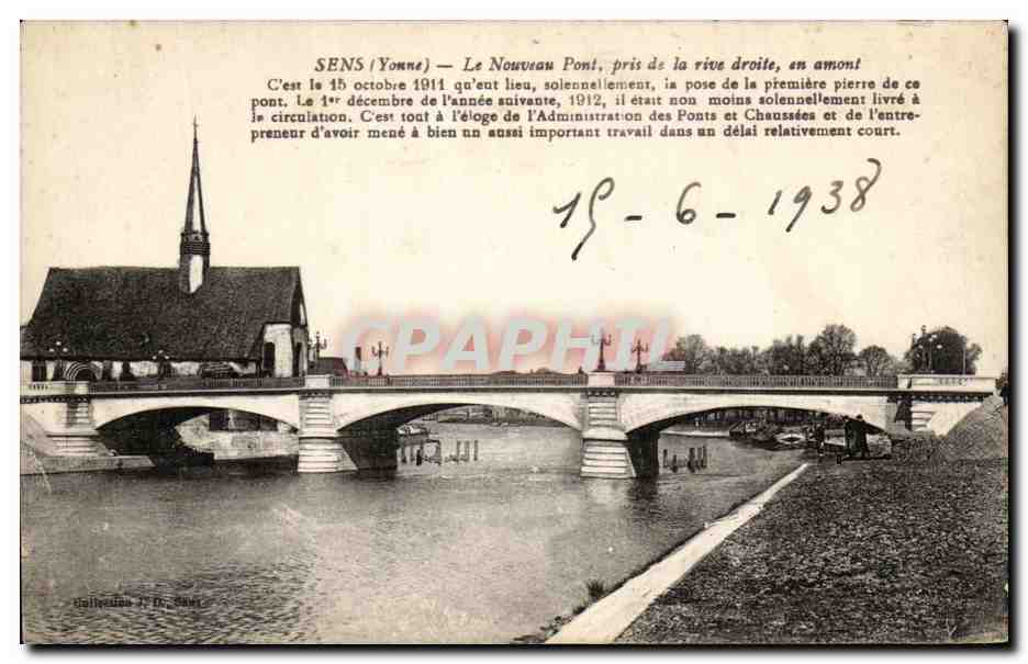 Sens (Yonne) — Le Nouveau Pont, pris de la rive droite, en amont — Galleria J. De Saut