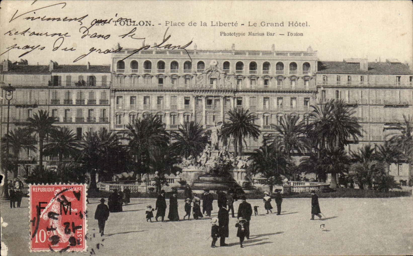Toulon - Place de la Liberté - Le Grand Hôtel — Phototypie Marius Bar — Toulon
